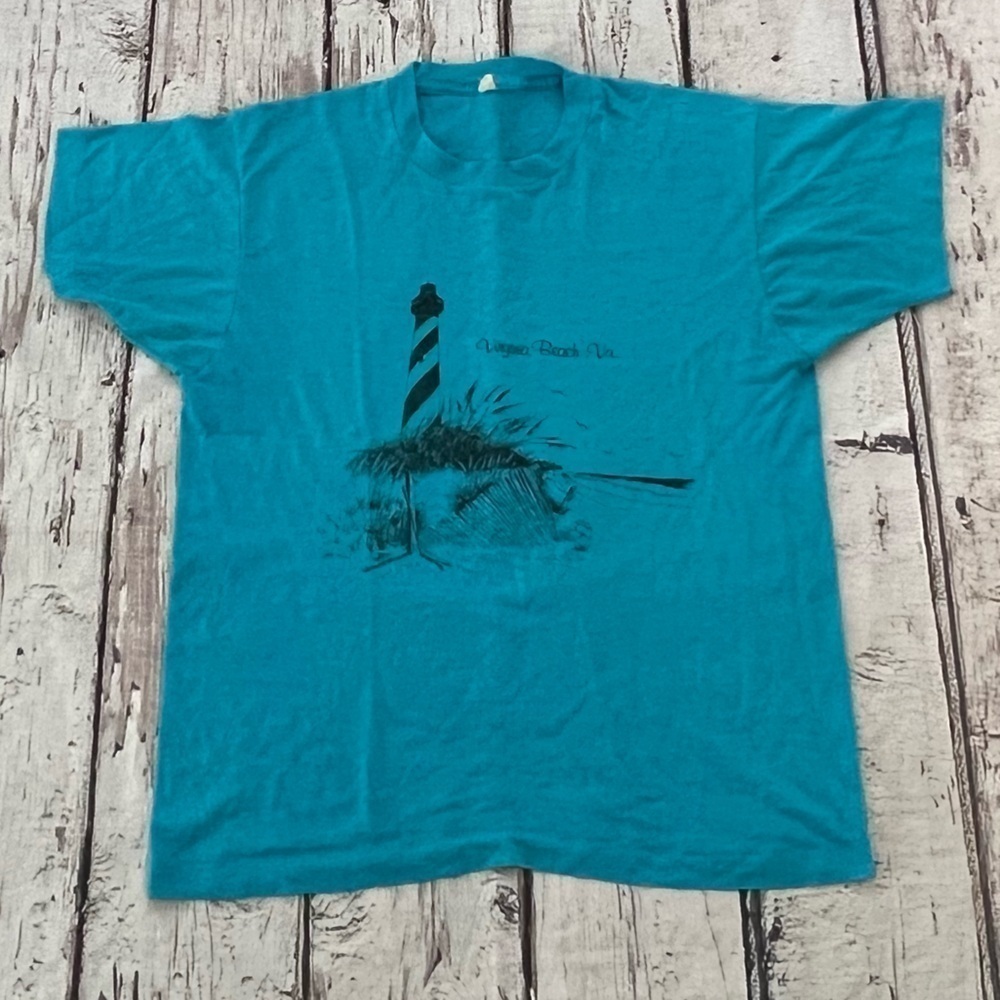Virginia Beach Travel Tourism 1980s Single Stitch Screen Stars Tee Tshirt